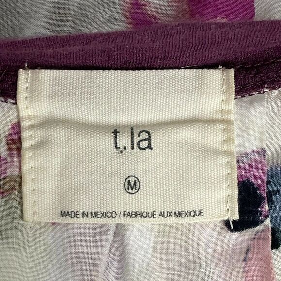 T.LA Anthropologie Tunic Dress Cover Up XS Pullover Hi Low Floral Contrast Slits - Picture 8 of 9